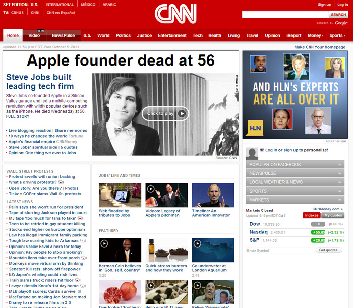CNN News Reports on Steve Jobs 1955 - 2011