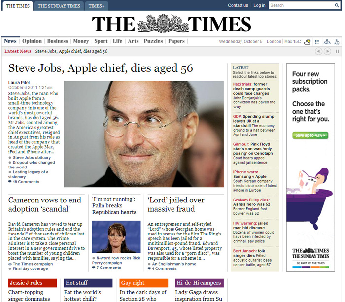 The Times UK - Steve Jobs 1955 - 2011
