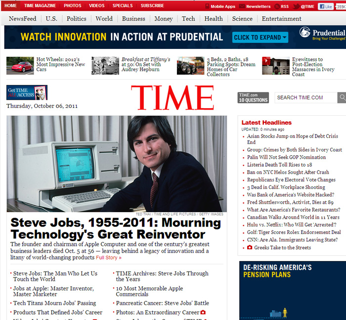 Time Magazine - Steve Jobs 1955 - 2011